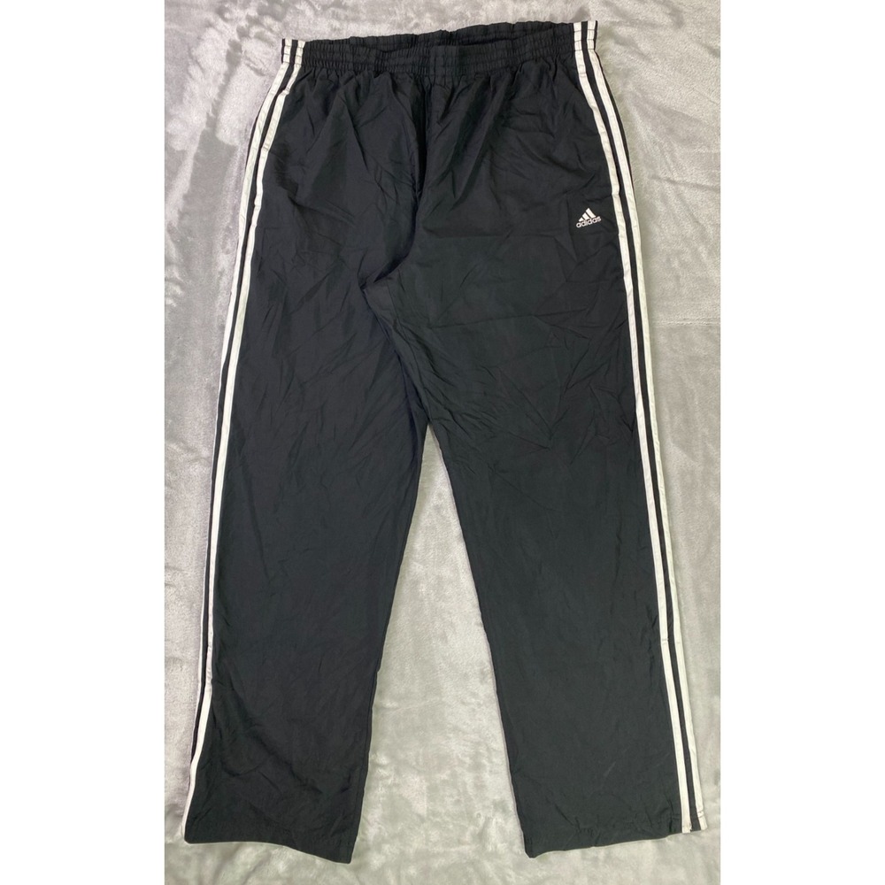 Vintage Adidas Track Pants Mens XL Black White Stripe Nylon 2007 446796 Athletic